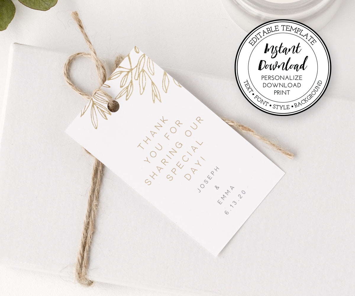 modern minimalist wedding favor tag, vertical favor tag