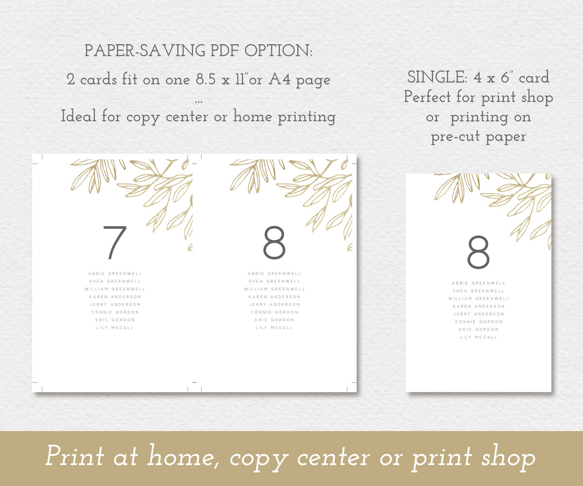 Paper saving option for modern minimalist wedding seating cards