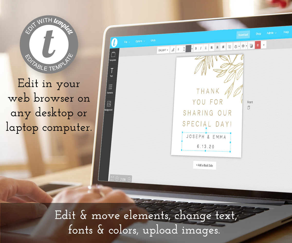 edit online at templett, modern minimalist square wedding favor tag template