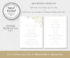Self editing template, modern minimalist wedding program fan, 5 x 7, faux gold sketched leaves
