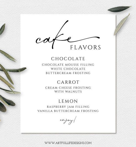 Cake Flavors Sign Editable Template