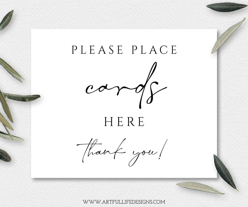 please place cards here sign printable