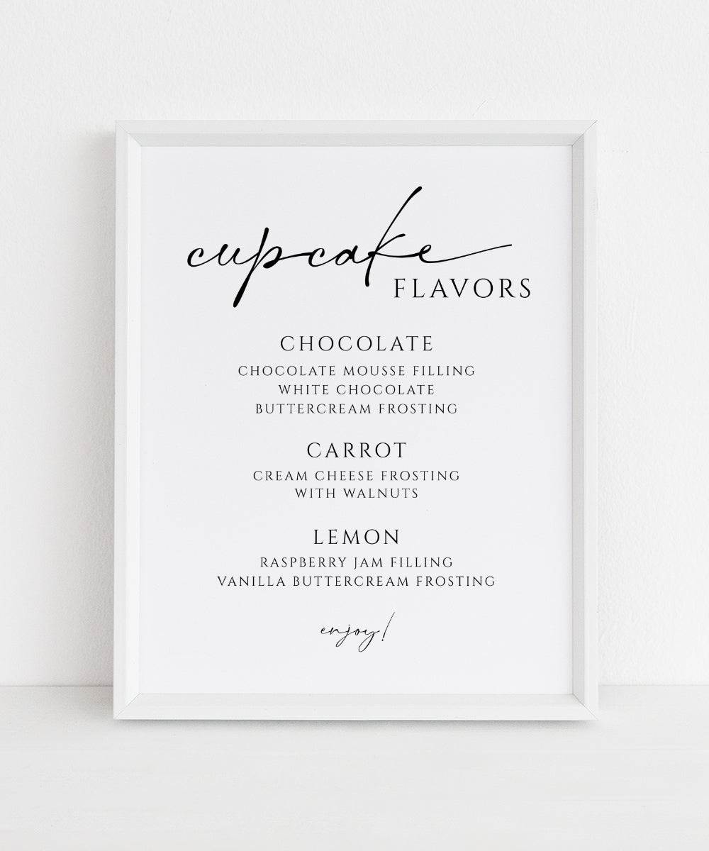 8 x 10" cupcake flavors sign from Artful Life Designs