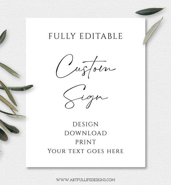 Fully Editable Custom sign Template, Portrait Orientation