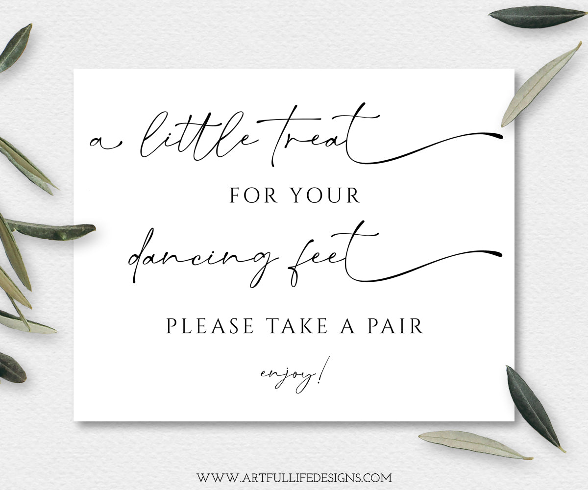 Dancing Feet Wedding Sign, Wedding Flip Flops Sign, Ready to Print, Instant Download
