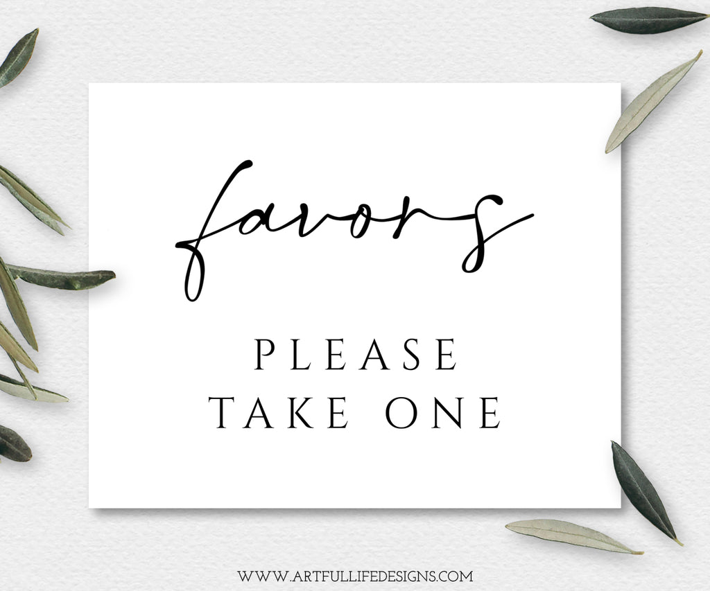 Wedding Favors Sign, Please Take One Sign, Ready to Print, Instant Dow ...
