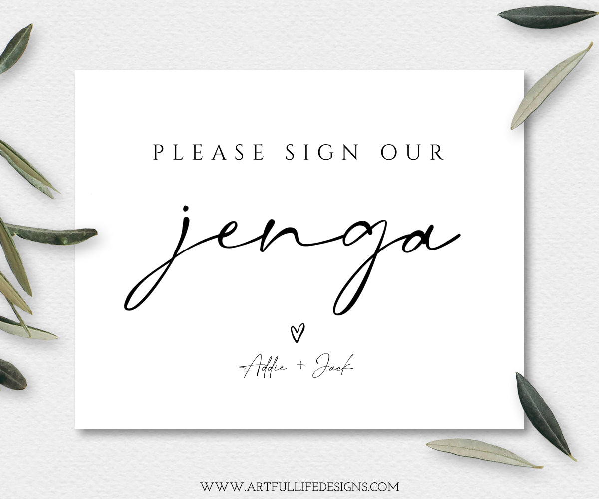 Please sign our jenga wedding guest book sign