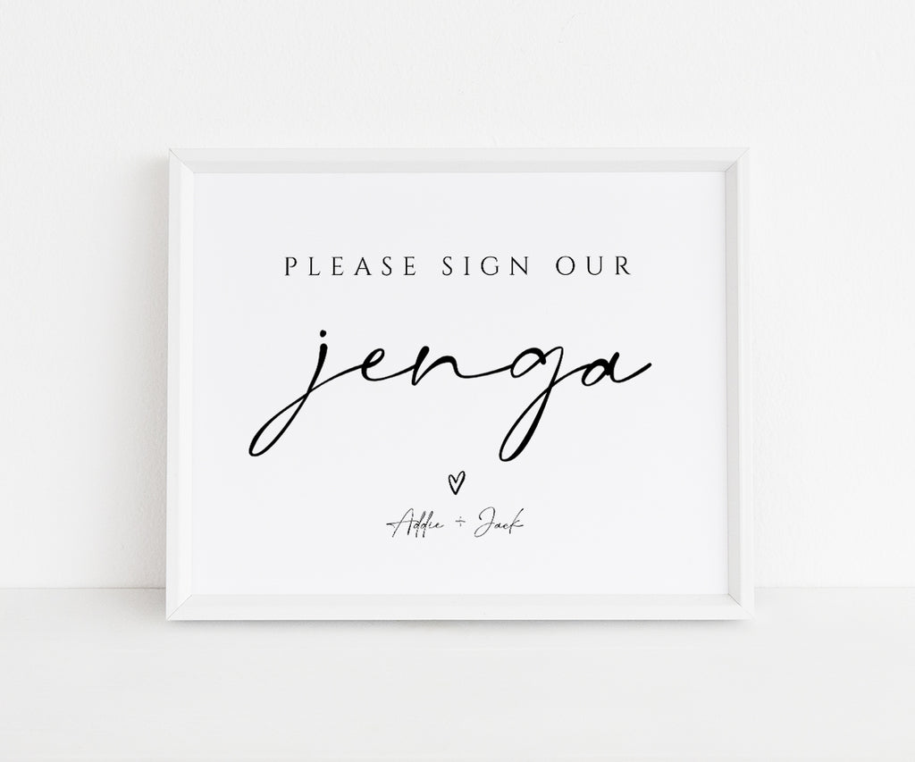 Please sign our Jenga guestbook sign