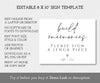 Build memories, Jenga wedding guestbook sign editable template, 8 x 10"
