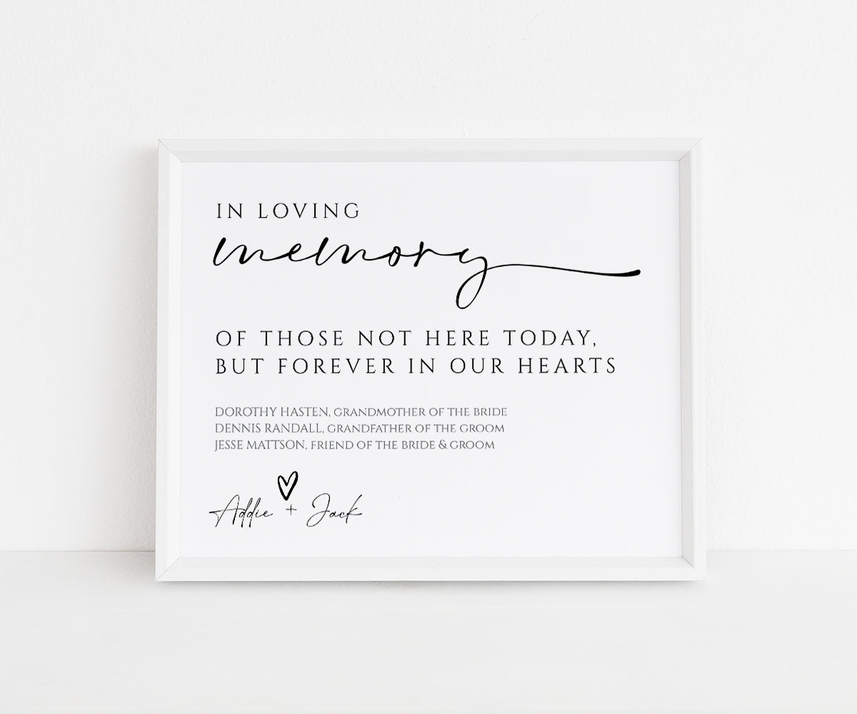 In Loving Memory of those not here today, Wedding Memorial Sign