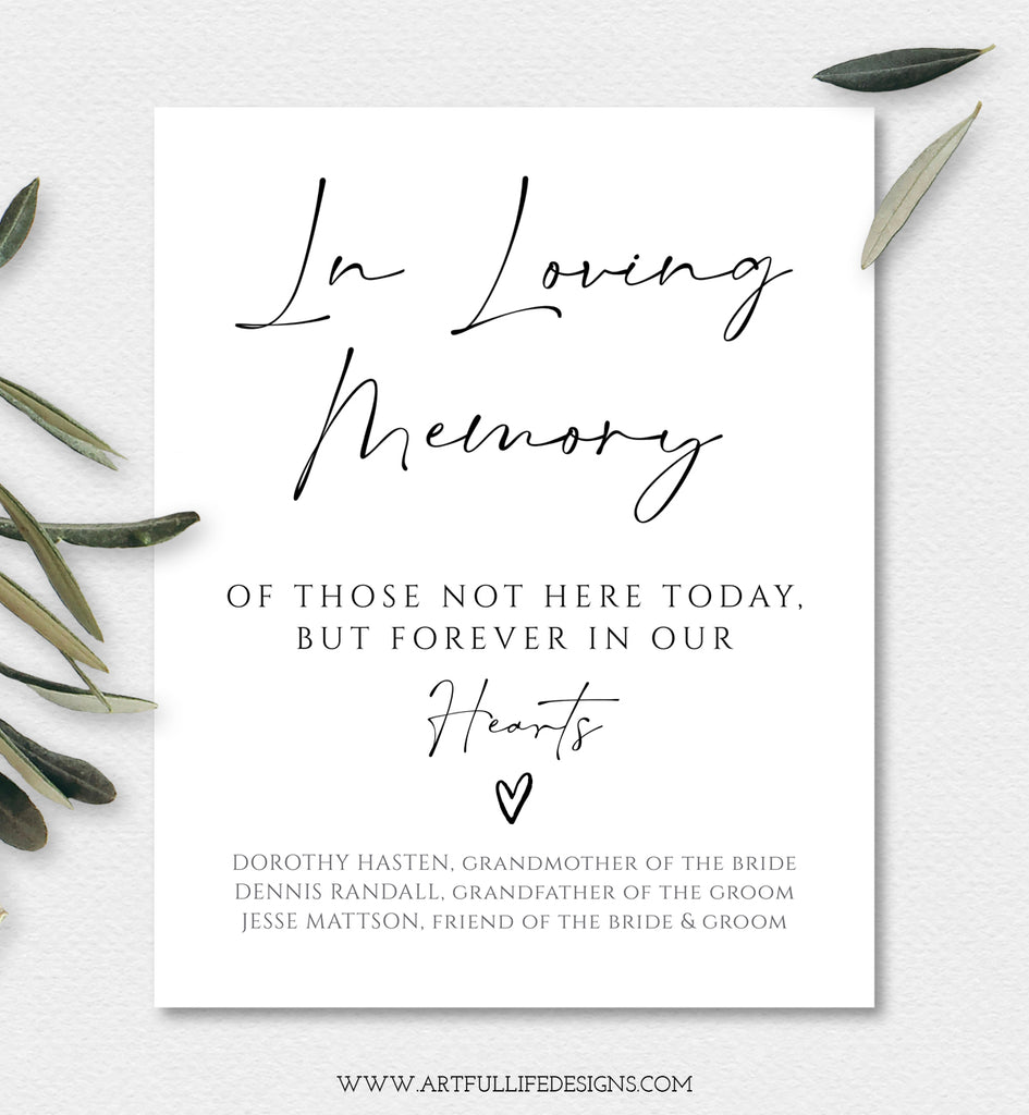 In Loving Memory Wedding Memorial Table Sign Editable Template, Instan - Artful Life Designs in-loving-memory-wedding-memorial-table-sign-editable-template-instan-artful-life-designs