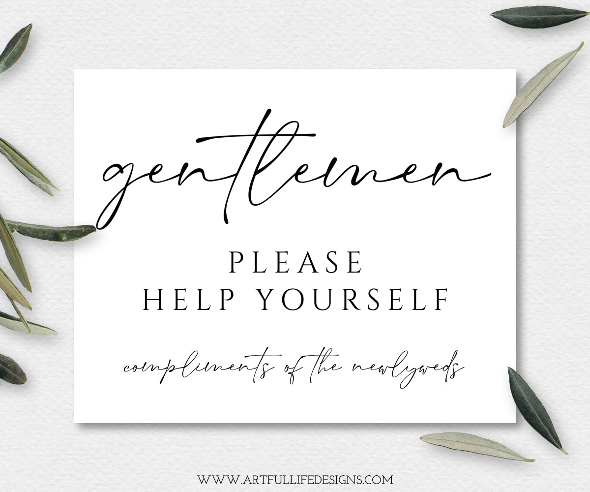 Gentleman Please help yourself, wedding bathroom sign