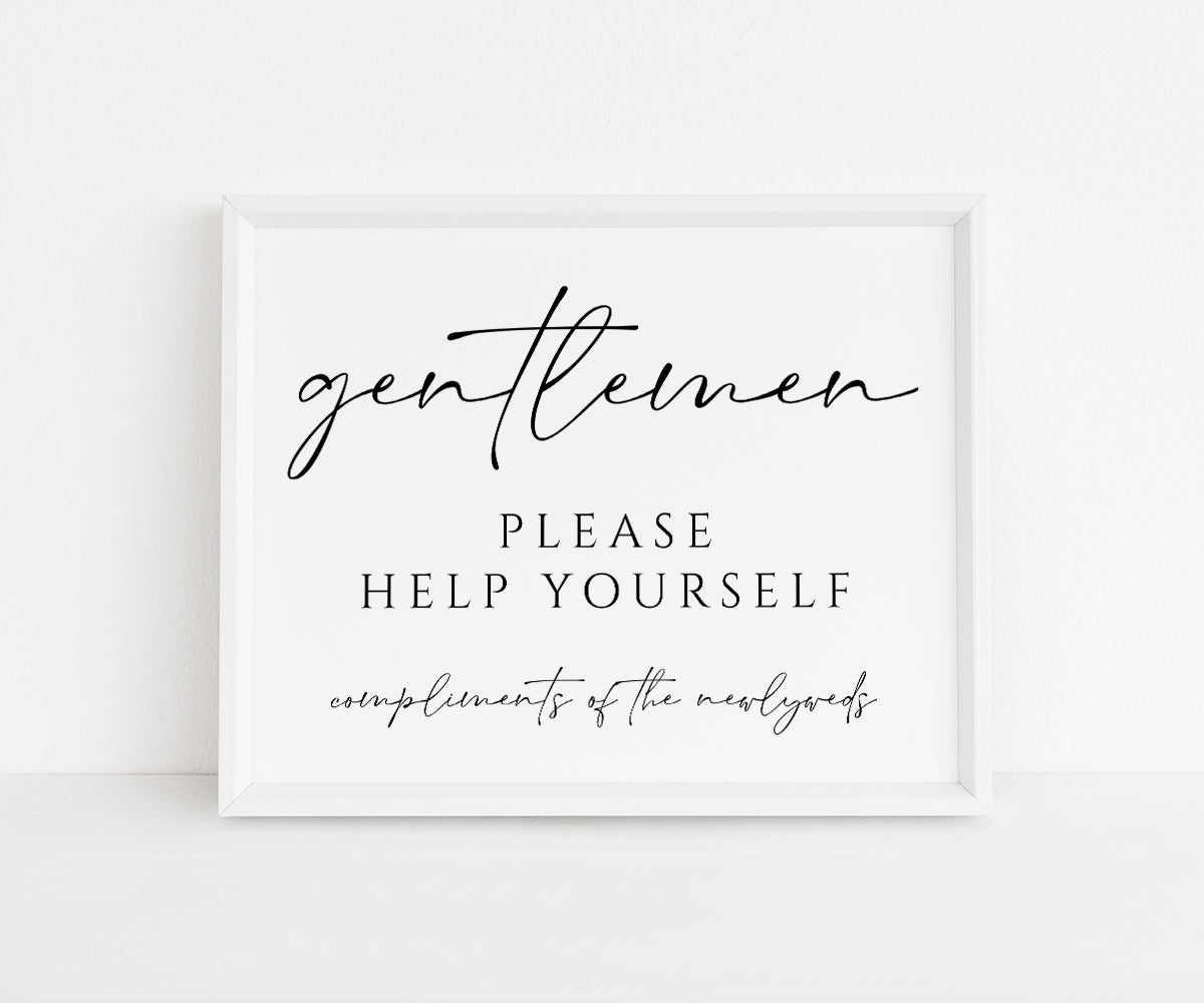 Gentleman Please help yourself, wedding bathroom sign