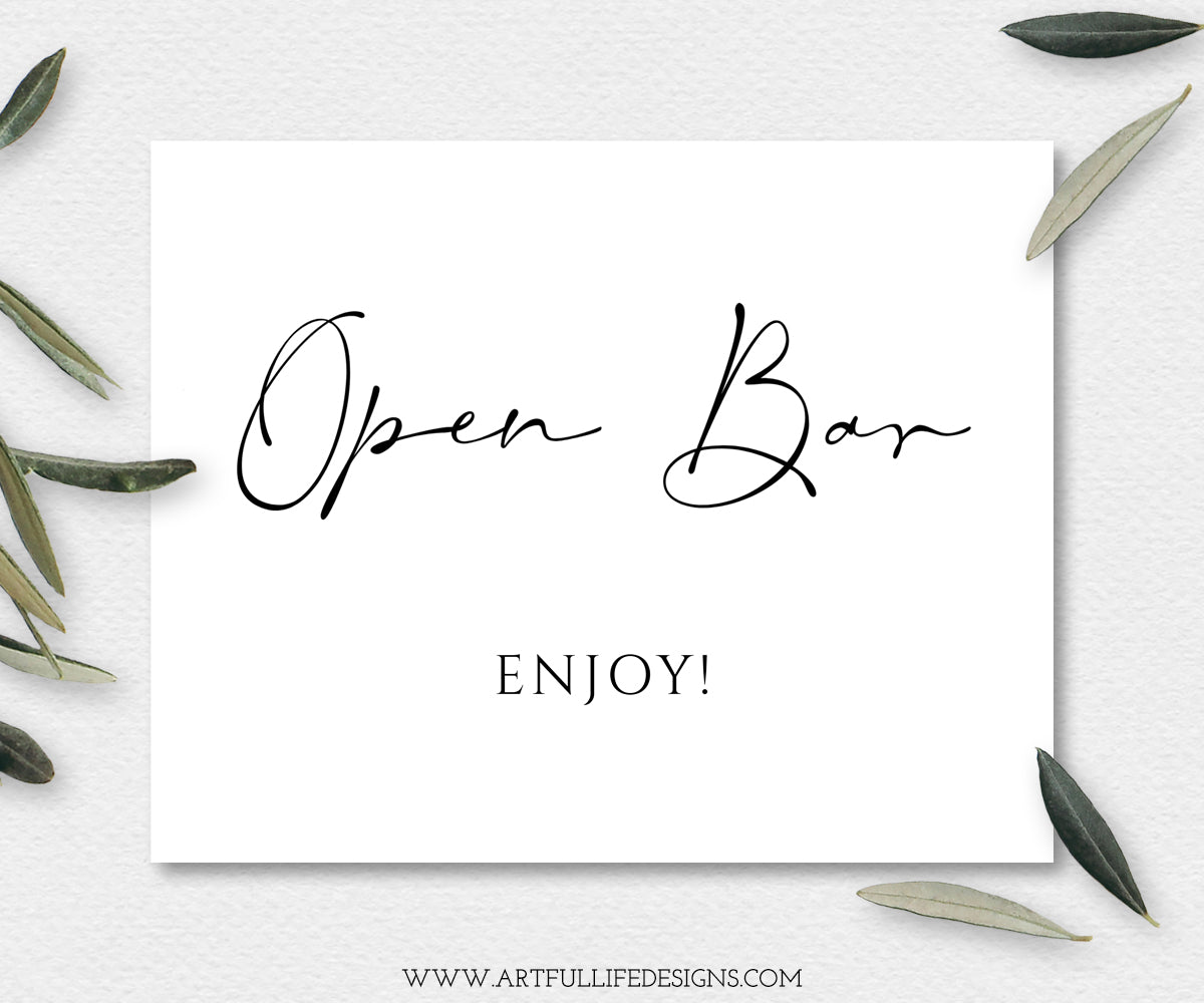 Open Bar Sign Printable for Wedding or Shower