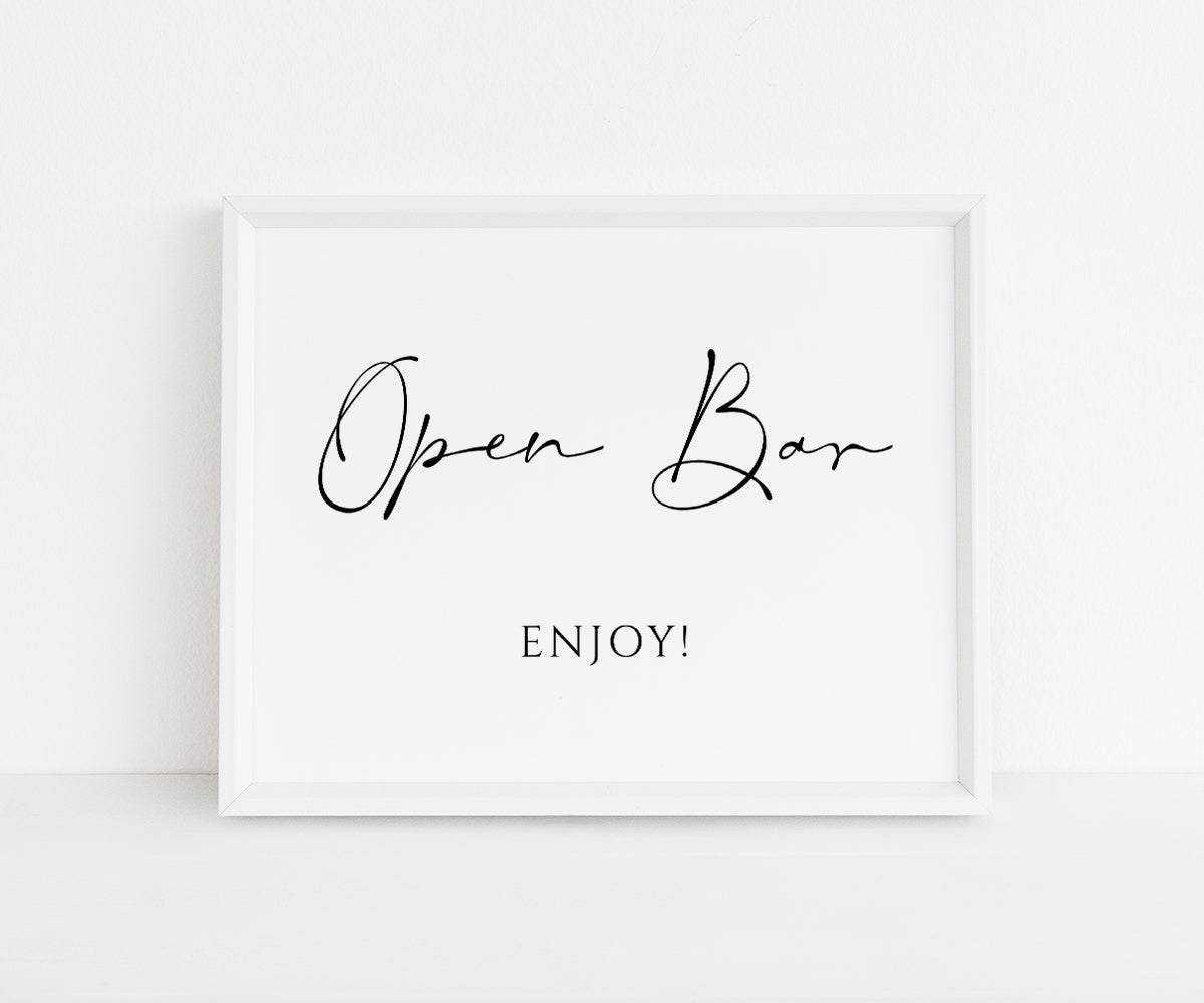 Open Bar 8 x 10" sign, ready to print