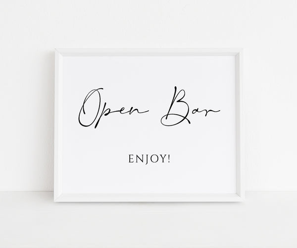 Open Bar Sign, Wedding Bar Sign, Ready to Print Bar Sign for Reception ...
