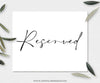 Reserved Wedding Sign Printable