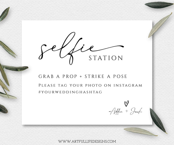 Selfie Station Sign, Grab a prop, strike a pose