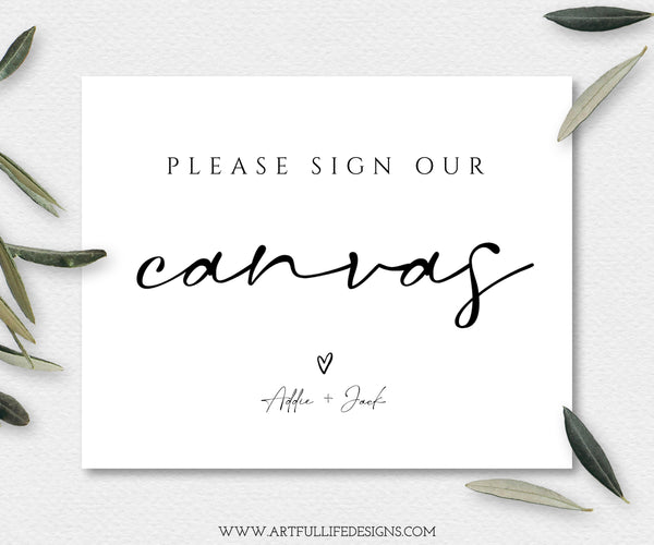 Please Sign Our Canvas Wedding Guestbook sign 