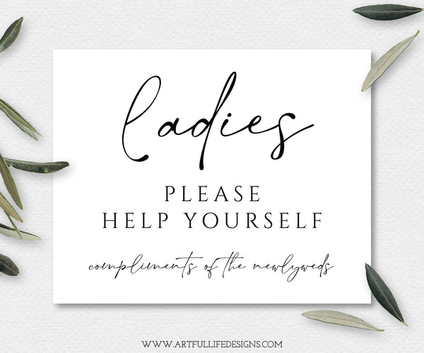 Ladies, please help yourself, wedding bathroom sign