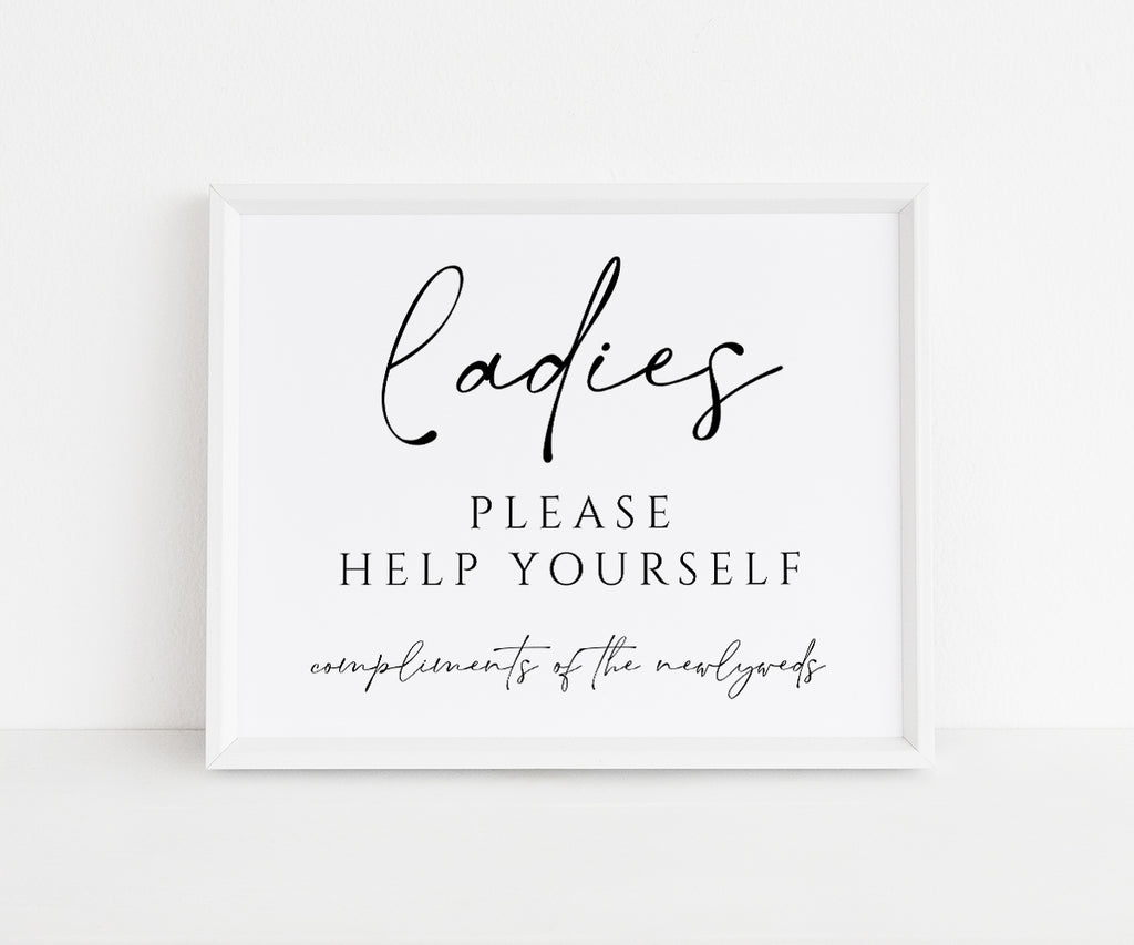 Ladies, please help yourself, wedding bathroom sign
