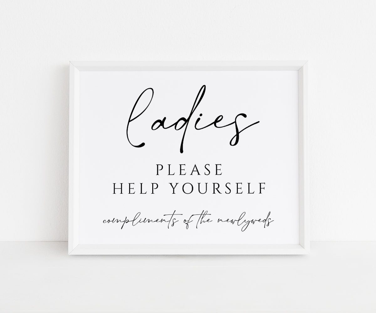 Ladies, please help yourself, wedding bathroom sign