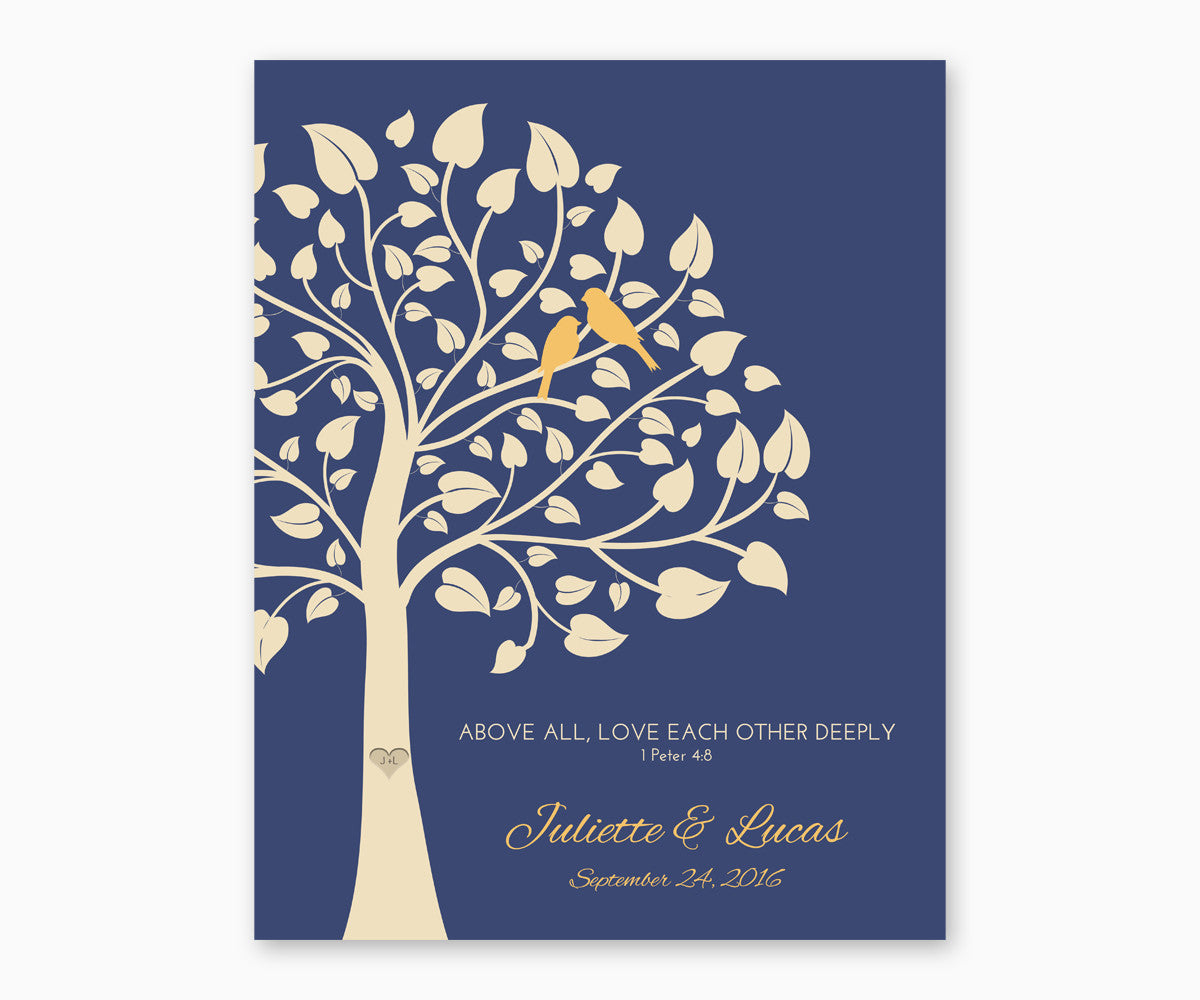 Above All, Love Each Othe Deeply, 1 Peter 4:8, Wedding or Anniversary Wall Art, blue