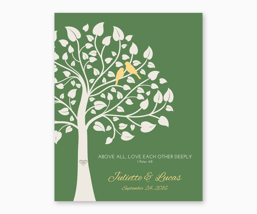 Above All, Love Each Othe Deeply, 1 Peter 4:8, Wedding or Anniversary Wall Art, green