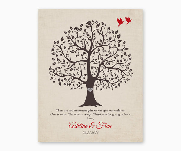 Roots and Wings Parents Wedding Gift Wall Art, Cream