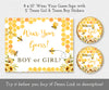 8 x 10 inch Bee baby shower game sign with 2 inch team boy and team girl stickers