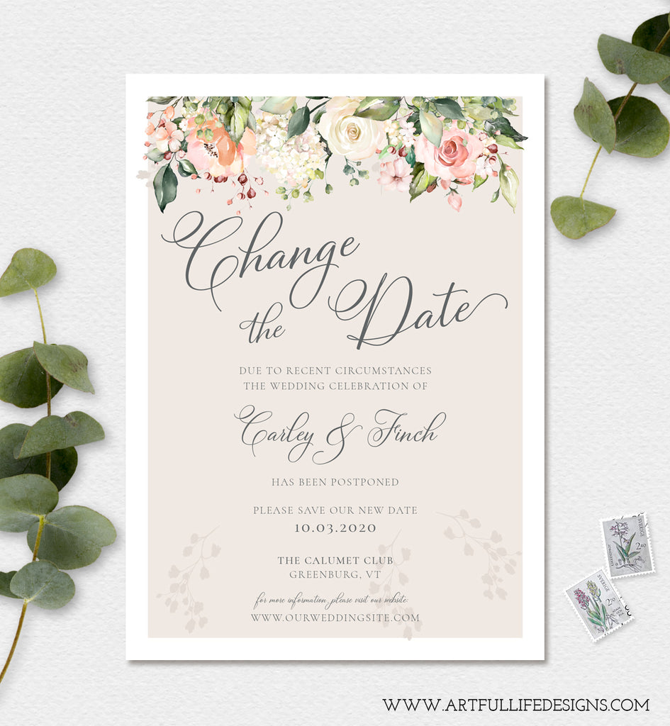 Pink and white floral change the date card