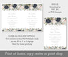 download options for navy and white floral wedding invitation templates