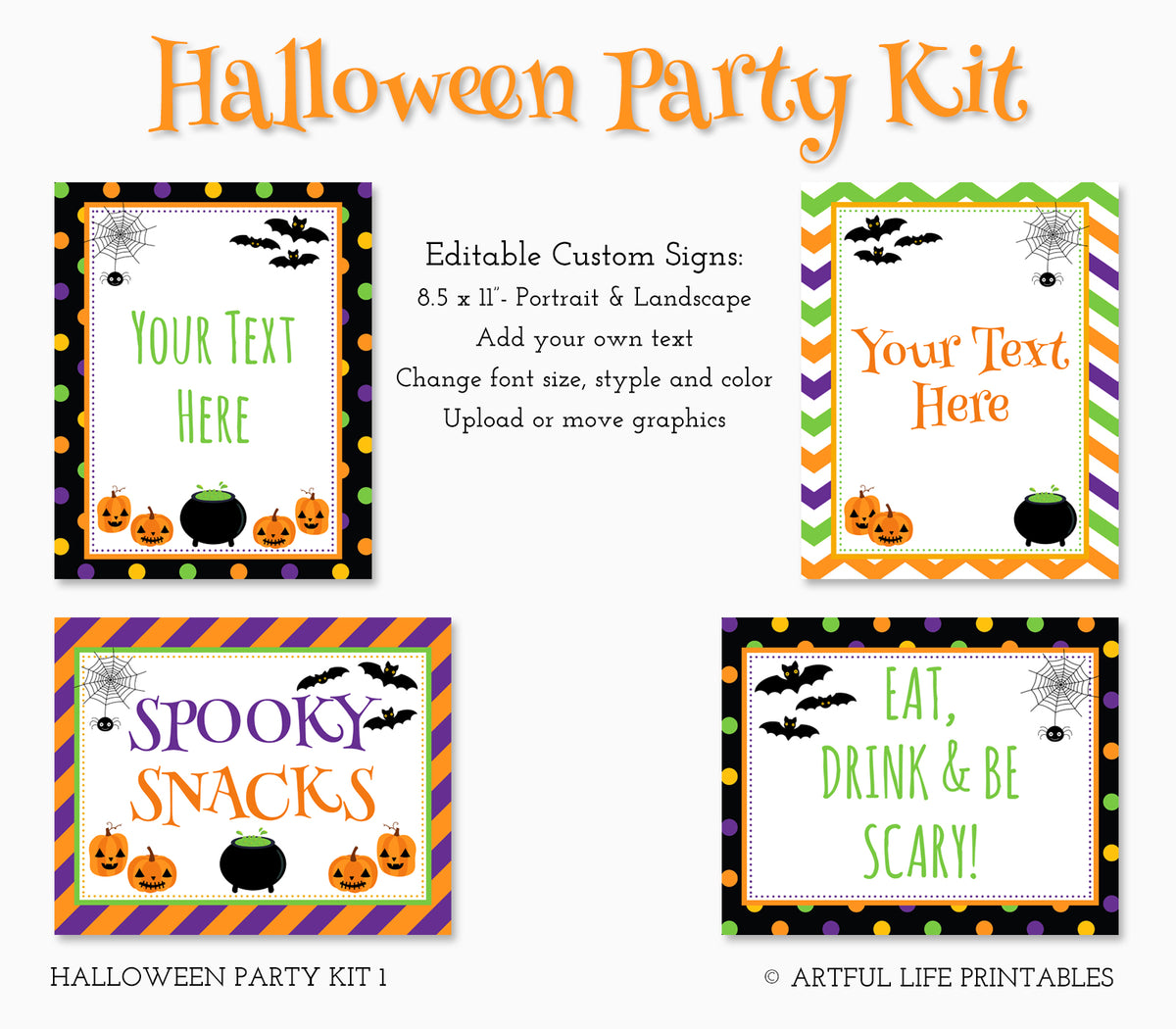 Halloween party custom sign templates.