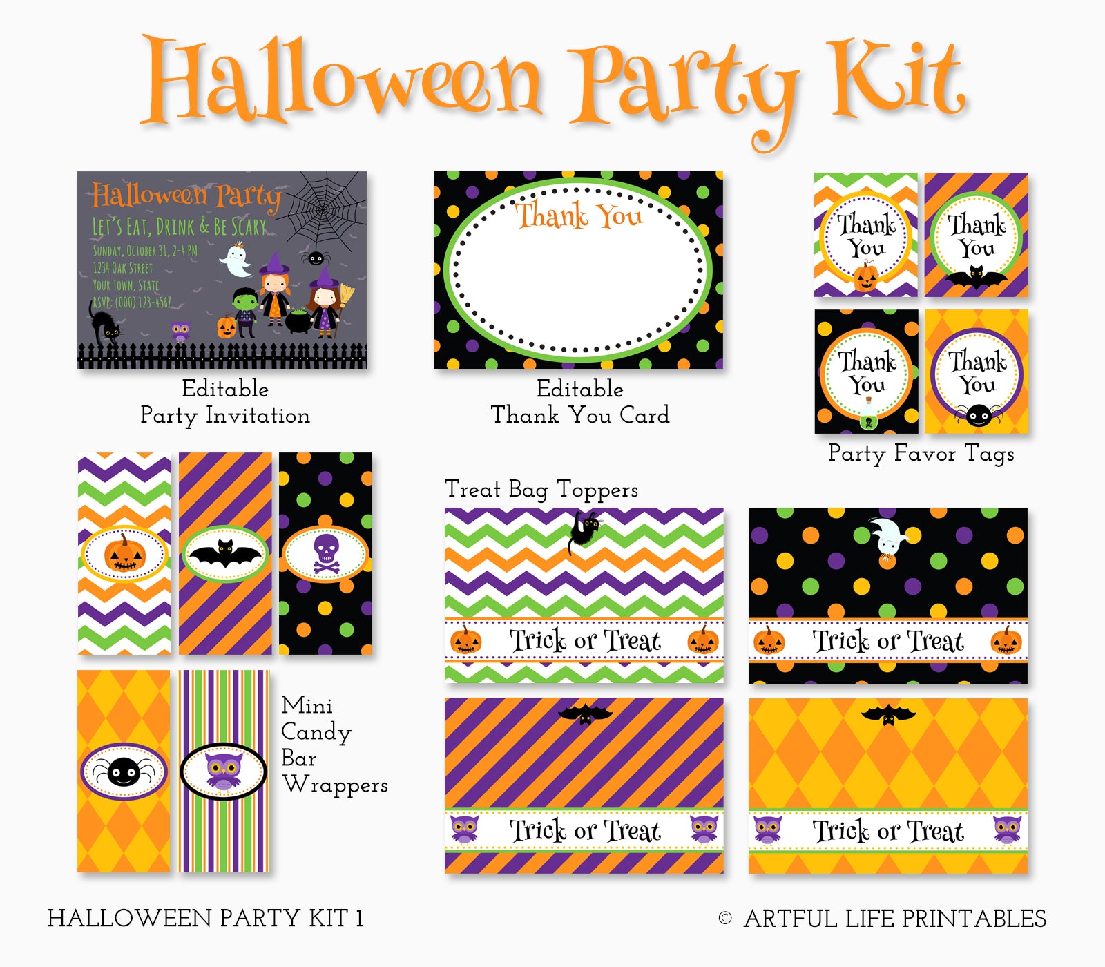 Halloween party printables bundle of templates & printables.