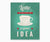 Latte Is always a good idea retro kitchen wall art printable with green background.
