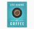 Life begins after coffee wall art printable with blue background.