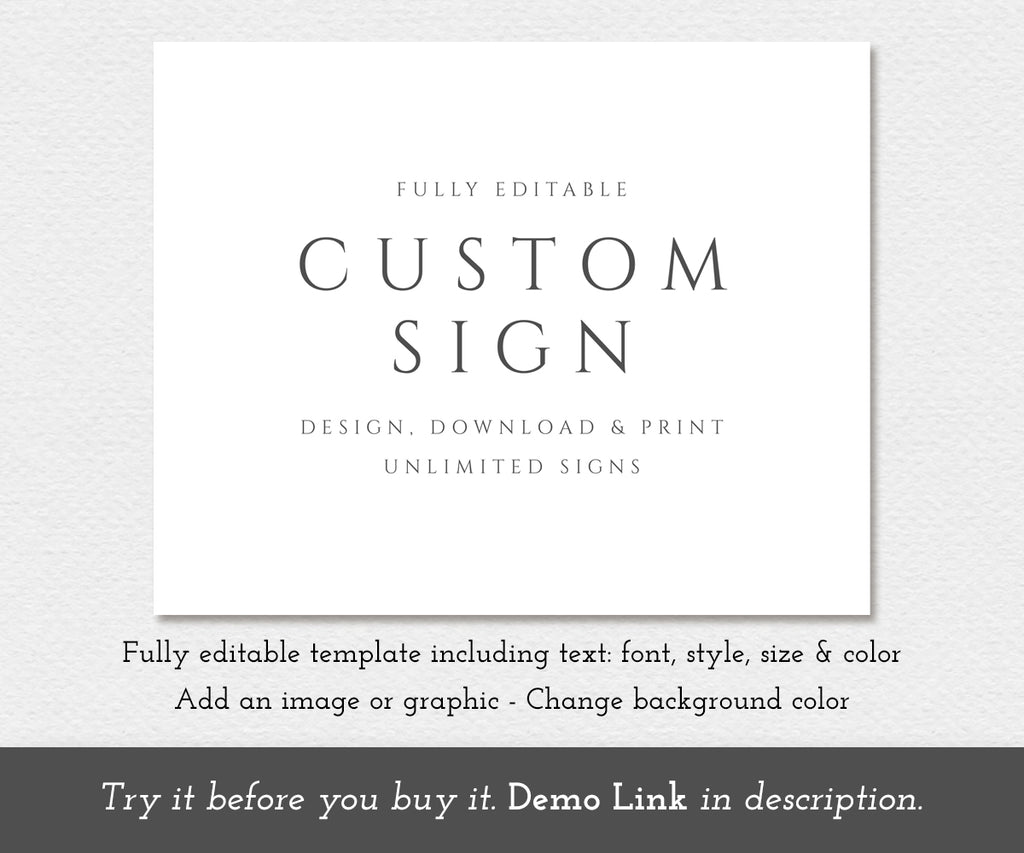 minimalist custom sign template, landscape orientation 