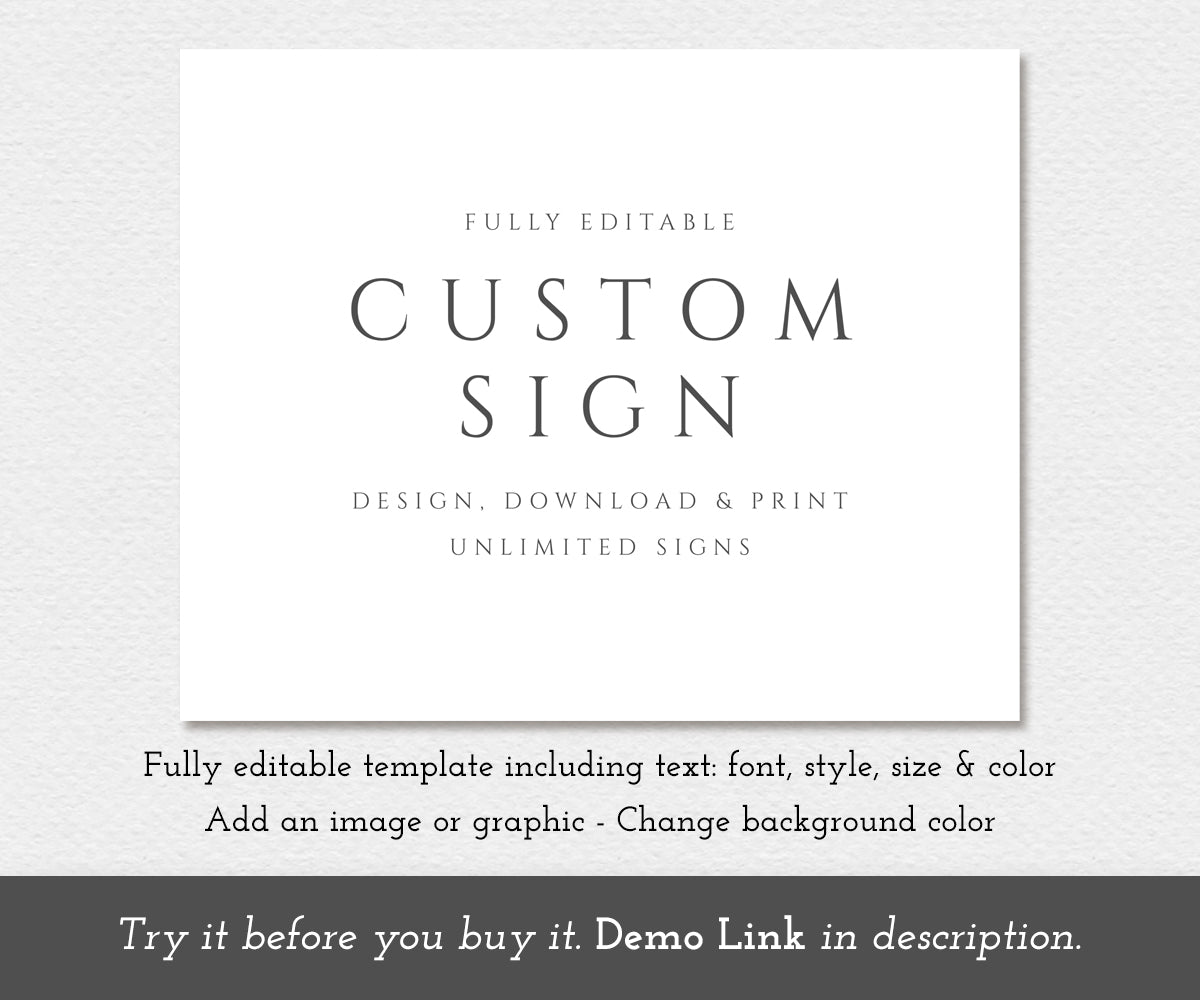 minimalist custom sign template, landscape orientation 