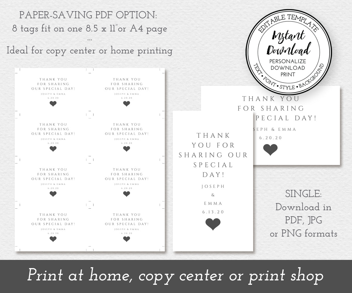paper saver download option for minimalist wedding favor tags