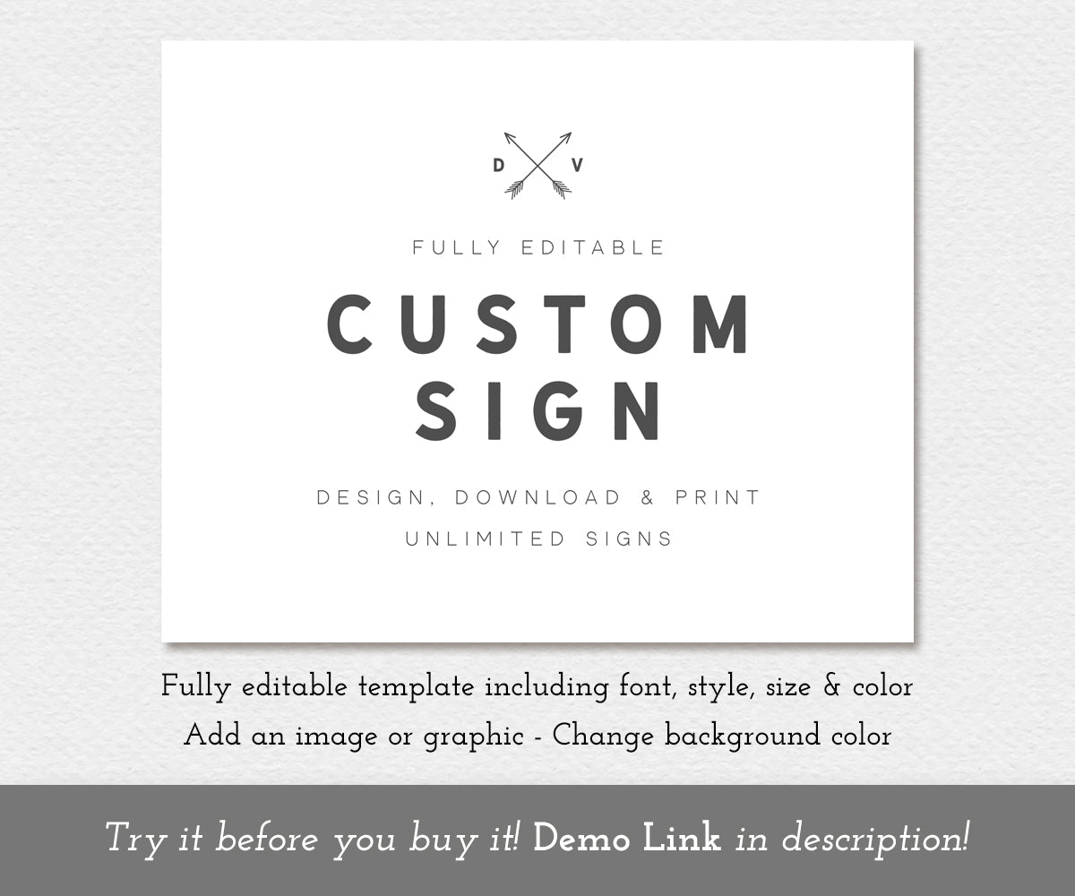 modern tribal custom sign editable template, 10 x 8 inch size, landscape orientation